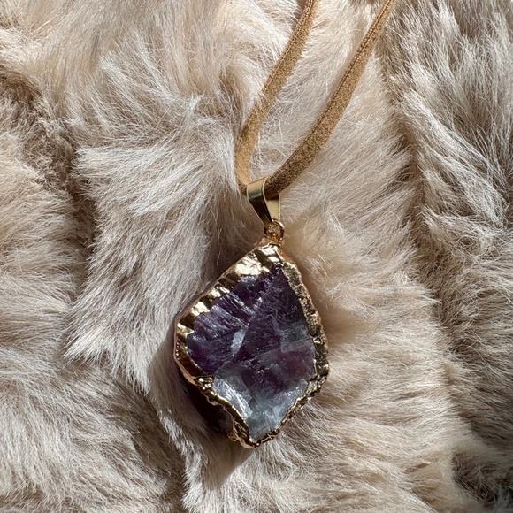 Mystic Fluorite Crystal Pendant Necklace - Handcrafted Jewelry - Picture 3 of 3